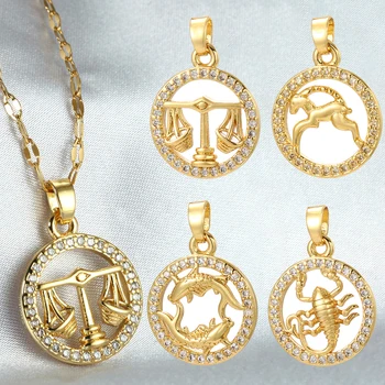 12 Zodiako Žvaigždynų Kerai Papuošalai Todėl Prekes Svarstyklės, Jautis, Aukso Spalvos 