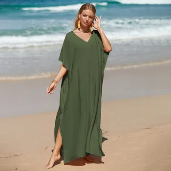 2023 Pavasario Vasaros Paplūdimio Palaidinė Suknelė Prarasti Negabaritinių Bohemijos Suknelė Bikini Striukė Moterims, Apsaugančius Nuo Saulės Drabužius Žalia