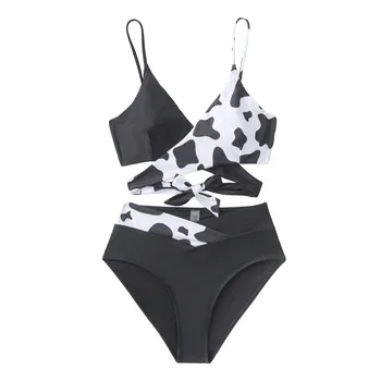 2024 Naujas Vasaros Ponios Sexy Tankini Dviejų dalių maudymosi kostiumėlį Aukšto Juosmens Naujas Dizainas, Spausdinimo Paplūdimio Moterų Aukšto Juosmens maudymosi kostiumėlį