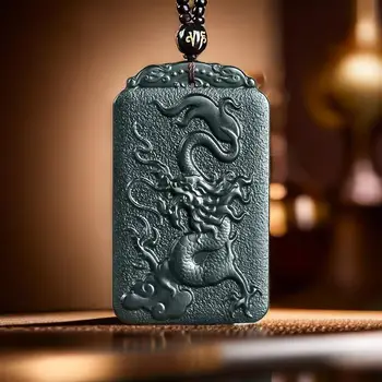 Hetian Jade Dragon Pakabukas Karoliai Brangakmenio Dovana Žmogui, Nekilnojamojo Žavesio Papuošalai Derliaus Talismanus Amuletai Priedai Gamtos