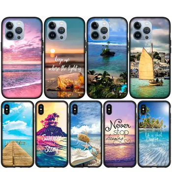 Vandenyno Jūros Paplūdimio Kelionės Dangtelį Telefono Dėklas skirtas iPhone 14 13 12 Mini Pro 11 X XR XS Max 6 7 8 6S Plus + SE Soft Atveju