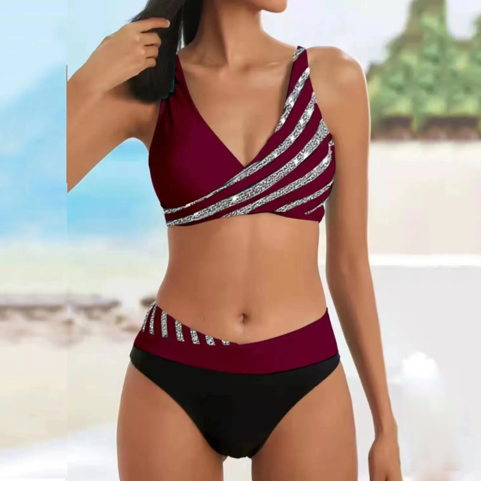 2023 Naujų Moterims Seksualus Juostele Bikini Moterų Vasaros Maudymosi Kostiumėlį Dviejų Dalių Bikini Komplektas Paplūdimio Plaukti Kostiumas Maudymosi Kostiumėliai, Brazilijos Maudymosi Kostiumas
