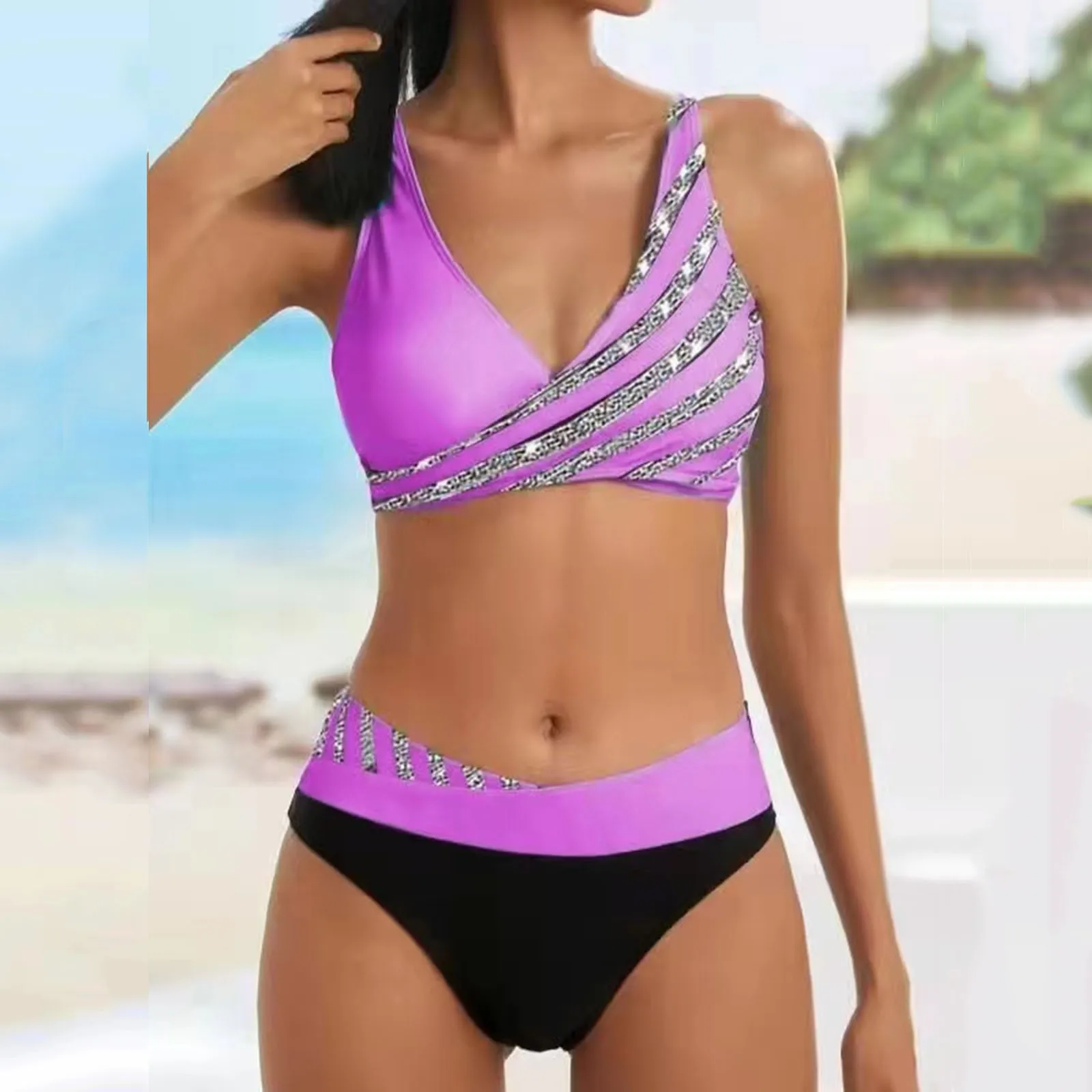 2023 Naujų Moterims Seksualus Juostele Bikini Moterų Vasaros Maudymosi Kostiumėlį Dviejų Dalių Bikini Komplektas Paplūdimio Plaukti Kostiumas Maudymosi Kostiumėliai, Brazilijos Maudymosi Kostiumas