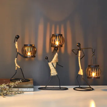Abstraktaus Pobūdžio Skulptūra Metalo Žvakių Laikiklis Žvakidės Žvakių Dekoratyviniai Šviestuvai Žvakė Namų Dekoro Priedai