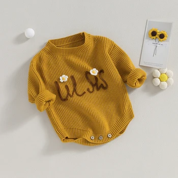Baby Girl Sesuo Derinti Drabužius Lil Big Sister Siuvinėjimo Megztinis Romper Megztiniai Megztinis Viršuje Rudenį Apranga