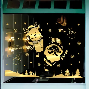Kalėdų Elnių San ta Senelis Sienų Lipdukai Parduotuvės Lango Stiklas, Lengva Taikyti, Puiki Dekoracija Kambarį Miegamasis