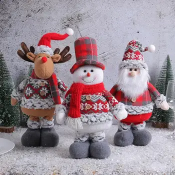 Kalėdų Pliušinis Lėlės Ornamentu Ištraukiama Kojų Įdaryti Nuolatinis Santa Claus Sniego Elnių Plushies Naujųjų Metų Linksmų Kalėdų