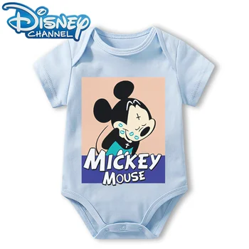 Kūdikių Drabužiai Bodysuit dėl Naujagimiui Jumpsuit Berniukų, Mergaičių Disney Mickey Mouse trumpomis Rankovėmis, Romper Onesies 0 Iki 12 mėn.