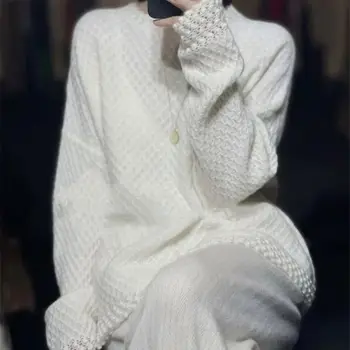 Limiguyue Aukštos Kokybės Tuščiaviduris Iš Moterų Megztinis Rudenį, Pavasarį, O-Kaklo 3D Tvist Megztiniai (Puloveriai Prarasti Cashmere Long Trikotažas E366
