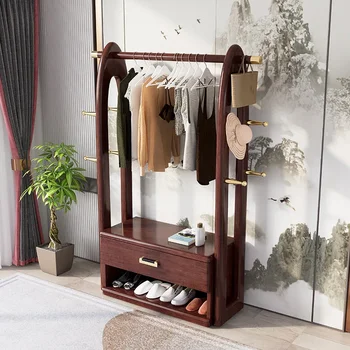 Naujas Kinų stiliaus medžio masyvo drabužiai, kepurės, batų lentynos, integruota grindų iki lubų kabinimo, modernus ir minimalistinis miegamasis stora