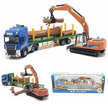 Puspriekabės Bortinis Priekaba Traukimo Sunkvežimių Lydinio Sunkiųjų Sunkvežimių Modelis 1:50 Vaikų Žaislai, Transportas, Mikroautobusai Su Grabber B107
