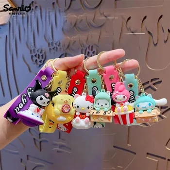 Sanrio Hello Kitty Kuromi Mano Melodija Kūrybos Keychain Kuprinė Automobilių Pakabukas Modeliavimas trimatėje Mielas Kalėdų Dovana