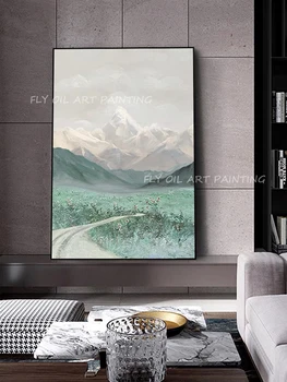 Šiaurės paprastas grynas lage dydžio kalnų pilkas, 100% Rankų darbo paveikslai storio modernios tekstūros aliejus, tapyba biuro kambarį dovana